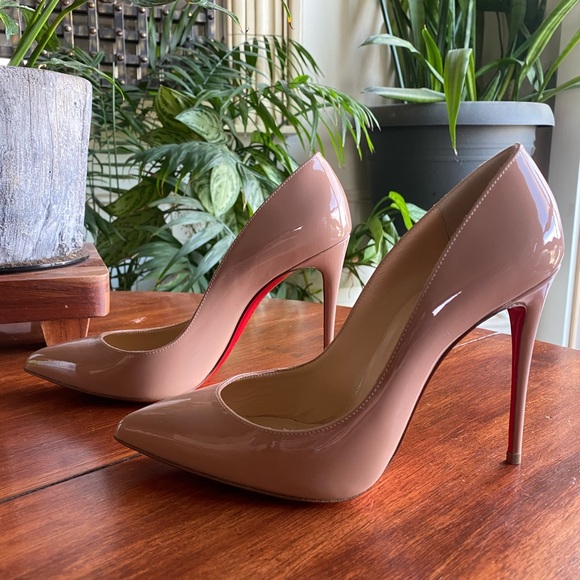Pigalle Follies Louboutin Size 37.5 Nude Pointed High Heel Shoe With Box and Bag - Picture 2 of 14
